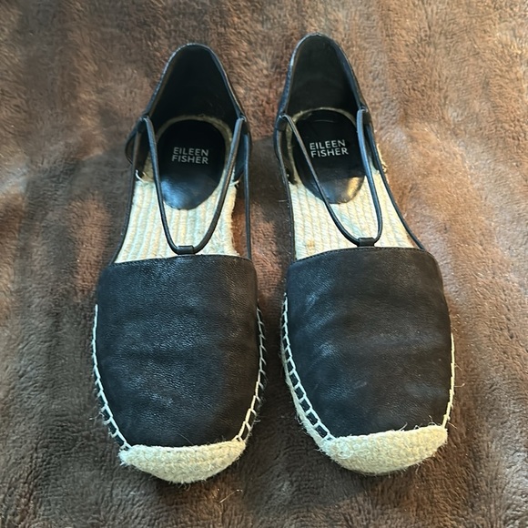 EILEEN FISHER Lee Espadrille Flat, Black Suede Shoe Sz 8 - Picture 2 of 12